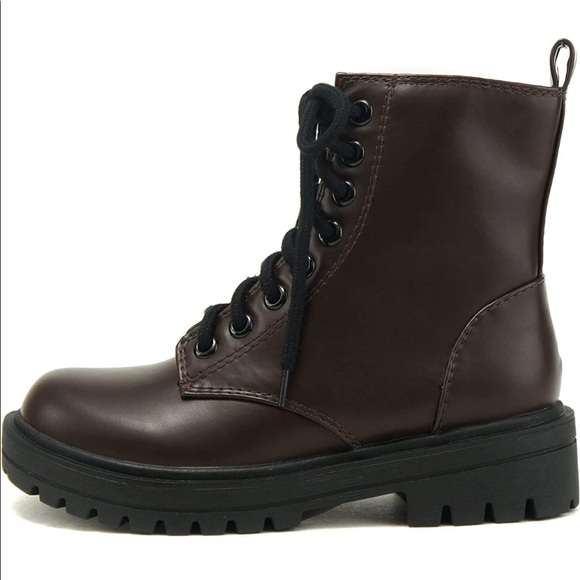 Brown Lace up Combat Boots - Picture 4 of 9